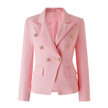 Vera Pink and White Checkered Blazer - SunsetFashionLA